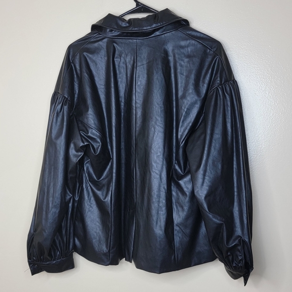Who What Wear Black Faux Leather Jacket Medium - Picture 7 of 9